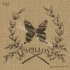Papillon, butterfly in wreath, French themed, furniture stencil made in Australia.