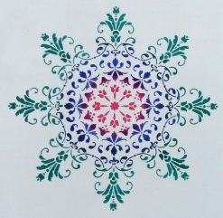 Stencilled mandala stencil by Gemini Creative, Australian made stencils.