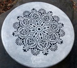 Mandala stencilled table top by Gemini Creative, Australian made furniture stencils
