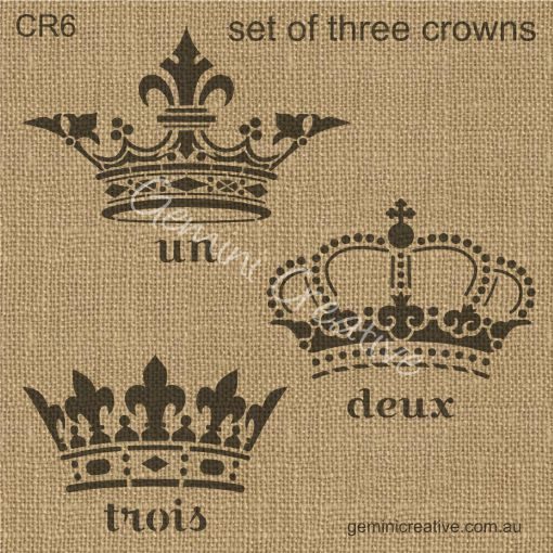 Three crown stencil set by Gemini Creative, Australian made stencils